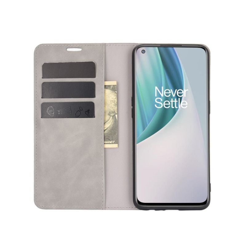 Flip Cover Oneplus Nord N10 Effet Cuir Douceur Soie