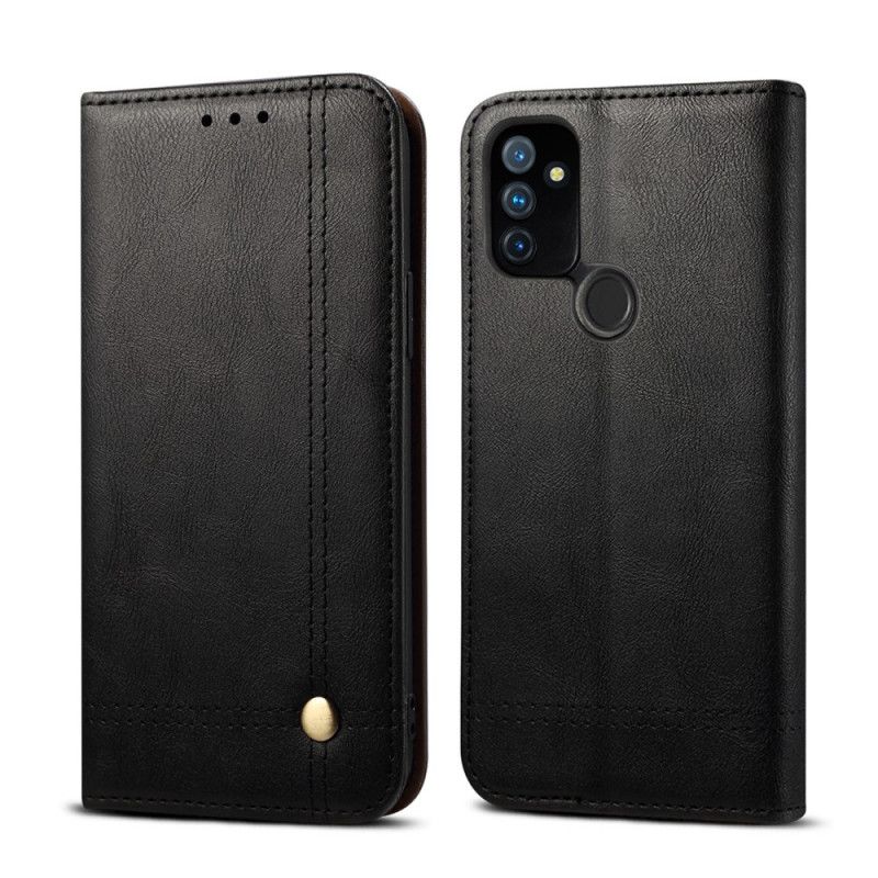 Flip Cover Oneplus Nord N100 Effet Cuir Coutures