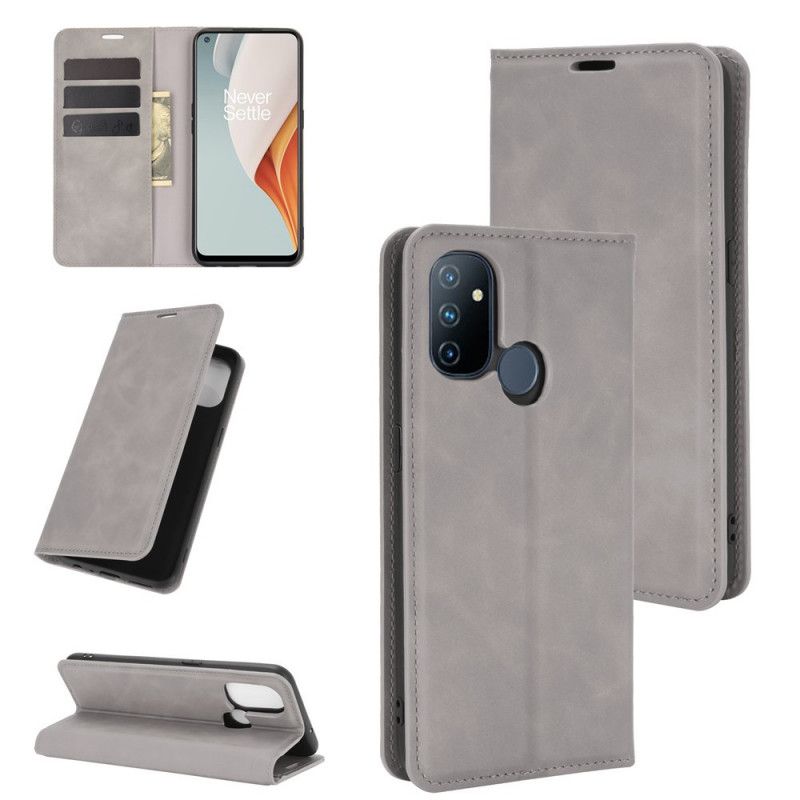 Flip Cover Oneplus Nord N100 Effet Cuir Douceur Soie