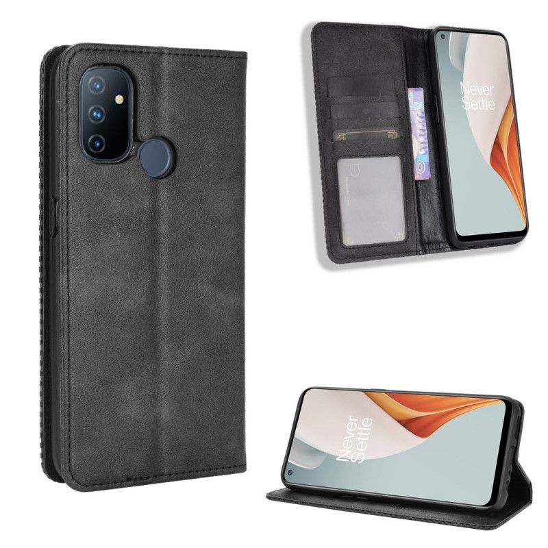 Flip Cover Oneplus Nord N100 Effet Cuir Vintage Stylisé