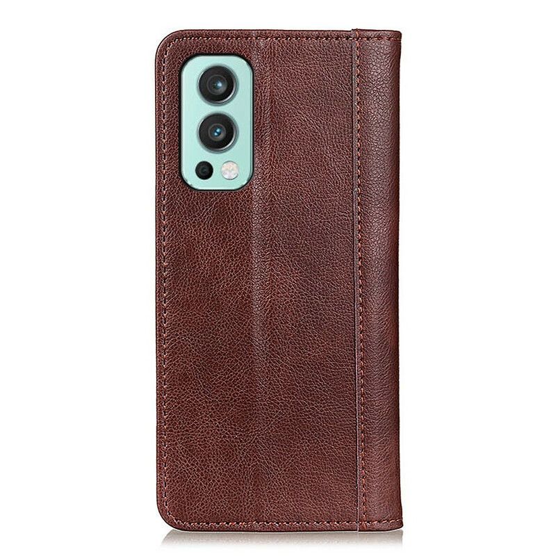 Flip Cover Pour OnePlus Nord 2 5G Version Cuir Litchi Fendu