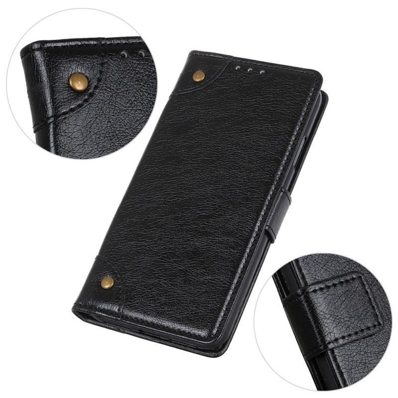 Housse OnePlus 10T 5G Style Cuir Nappa Rivets Vintage