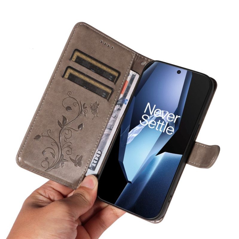 Housse OnePlus 13R Motif Floral à Lanière