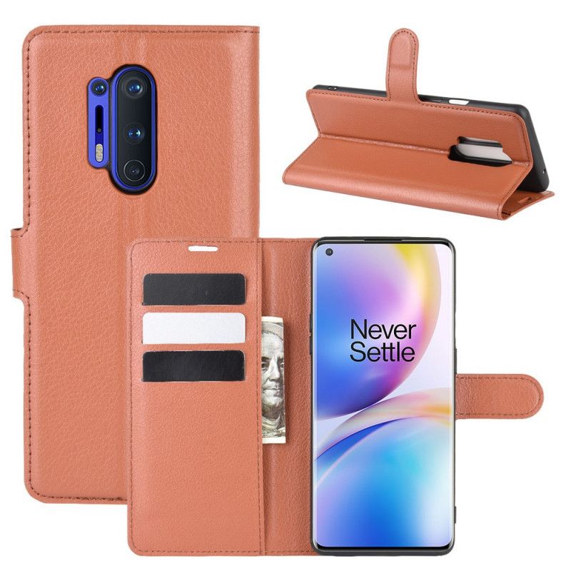 Housse Oneplus 8 Pro Style Cuir Litchi Premium