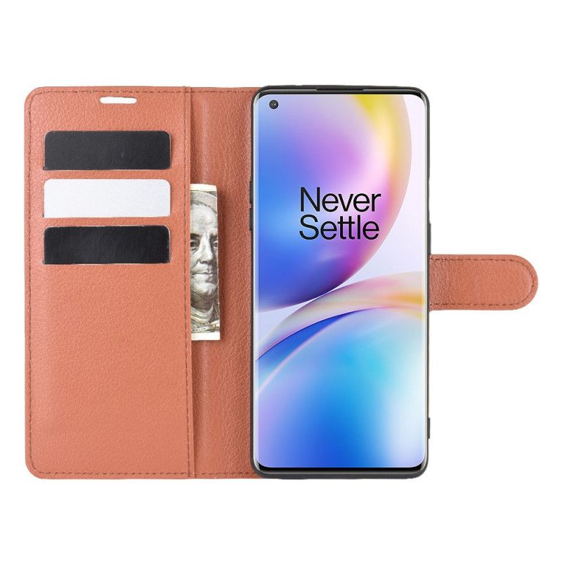 Housse Oneplus 8 Pro Style Cuir Litchi Premium