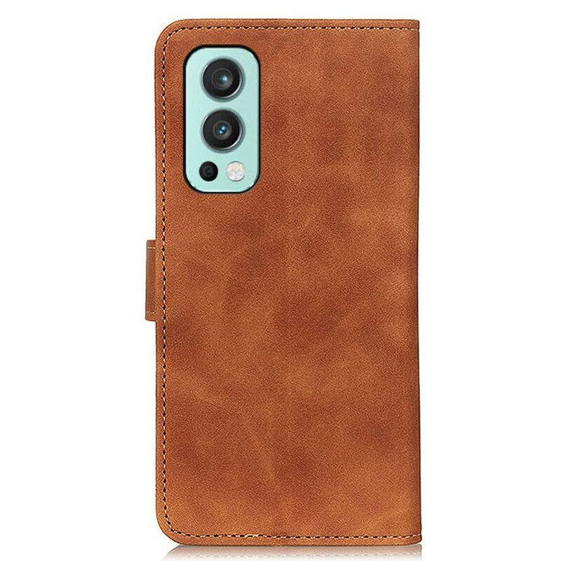 Housse OnePlus Nord 2 5G Mate Effet Cuir Vintage Khazneh