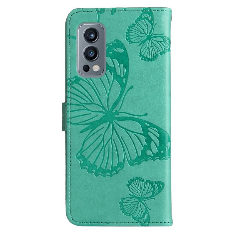 Housse OnePlus Nord 2 5G Papillons Géants À Lanière