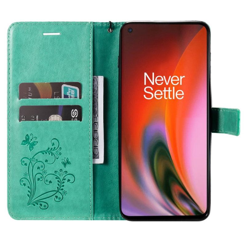 Housse OnePlus Nord 2 5G Papillons Géants À Lanière