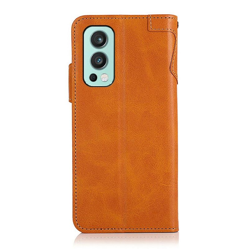 Housse OnePlus Nord 2 5G Simili Cuir Bouton Khazneh