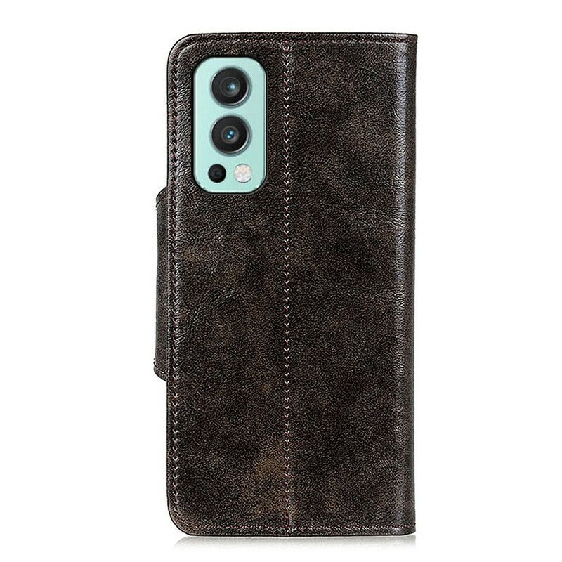 Housse OnePlus Nord 2 5G Simili Cuir Bouton Verni