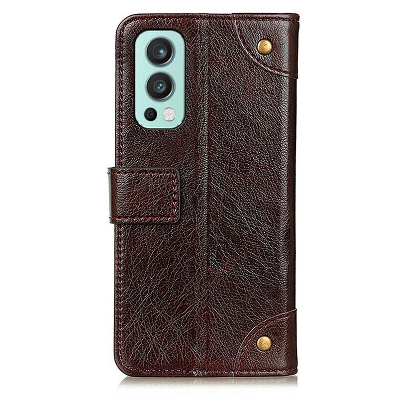 Housse OnePlus Nord 2 5G Style Cuir Nappa Rivets Vintage