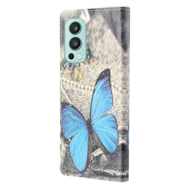 Housse OnePlus Nord 2 5G Variations Papillons À Lanière