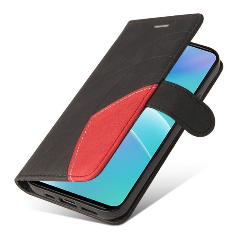 Housse OnePlus Nord 2T 5G Bicolore KT Leather Series avec Porte-Cartes à Lanière