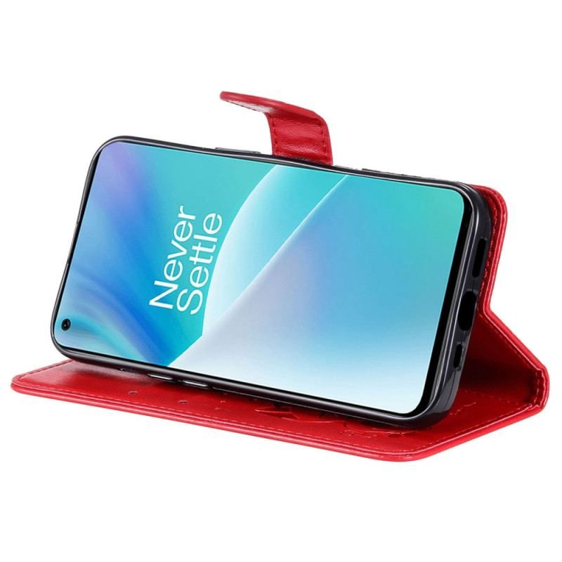 Housse OnePlus Nord 2T 5G Chat et Abeille avec Porte-Cartes à Lanière