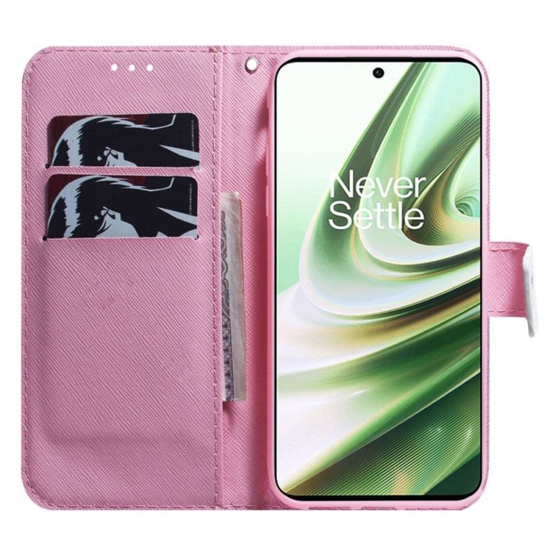 Housse OnePlus Nord 2T 5G Fleur Rose à Lanière