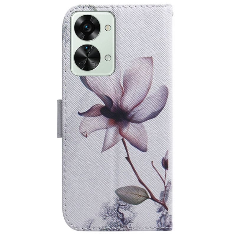 Housse OnePlus Nord 2T 5G Fleur Rose à Lanière