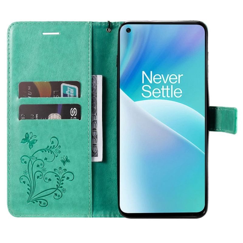 Housse OnePlus Nord 2T 5G Papillons avec Porte-cartes à Lanière