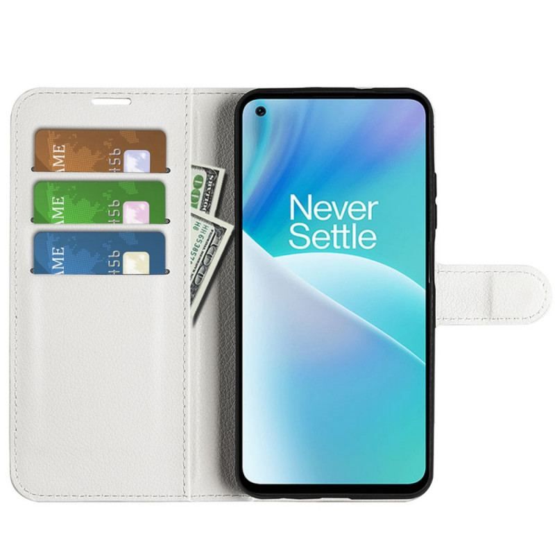 Housse OnePlus Nord 2T 5G Simili Cuir Litchi Classique