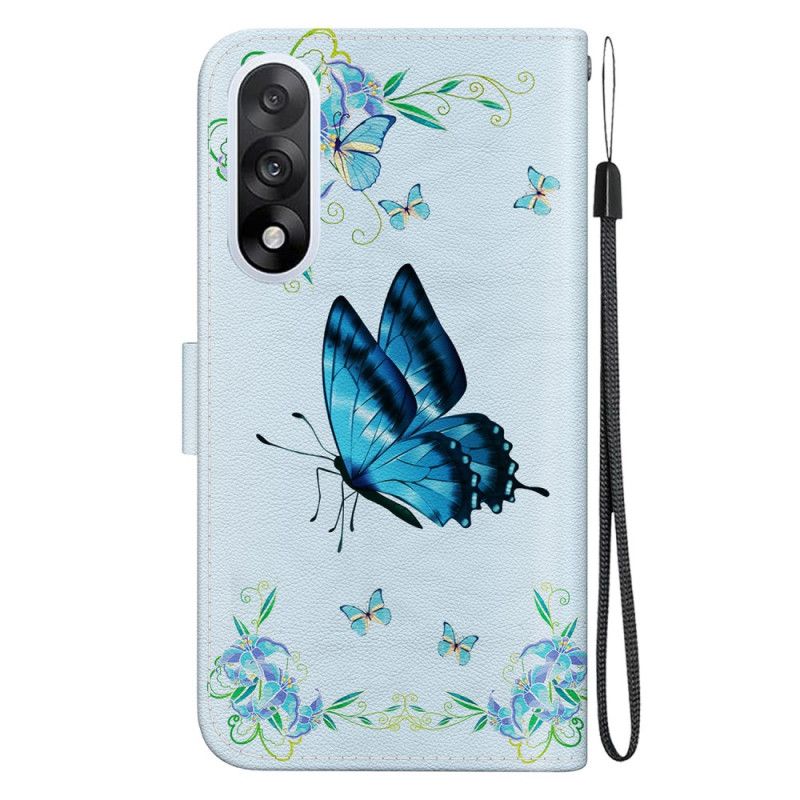 Housse OnePlus Nord 5 Papillon Bleu et Fleur