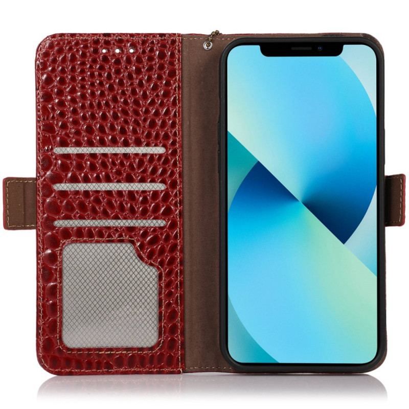 Housse OnePlus Nord CE 2 Lite 5G Cuir Véritable Style Crocodile RFID