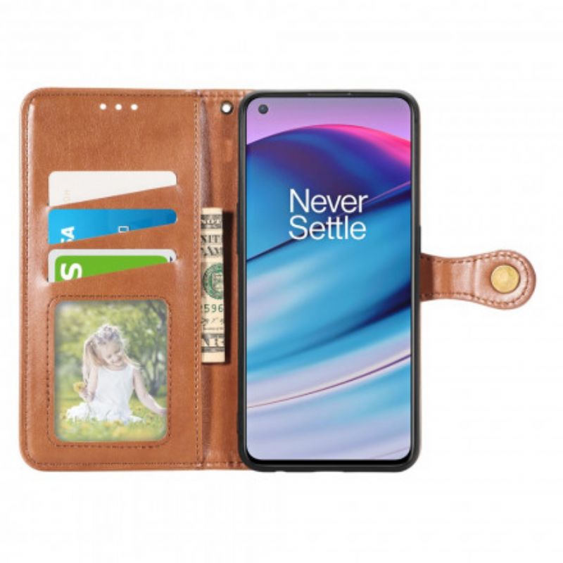 Housse OnePlus Nord CE 5G Simili Cuir Et Fermoir Vintage