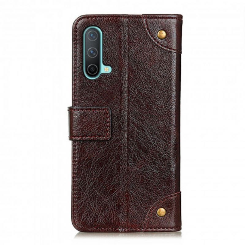Housse OnePlus Nord CE 5G Style Cuir Nappa Rivets Vintage