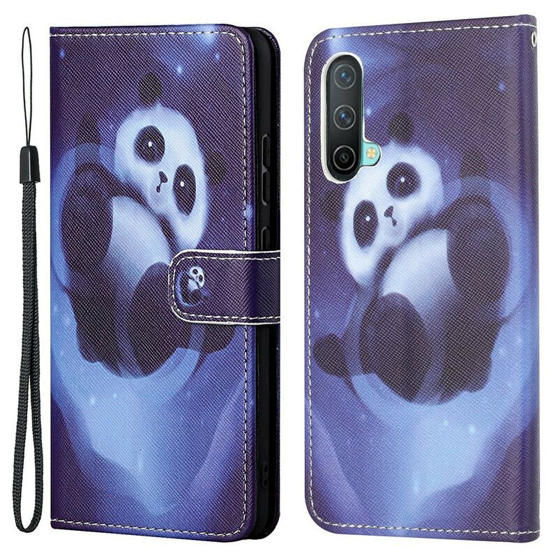 Housse Pour OnePlus Nord CE 5G Panda Space À Lanière