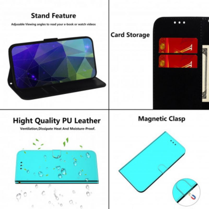 Housse Pour OnePlus Nord CE 5G Simili Cuir Couverture Miroir