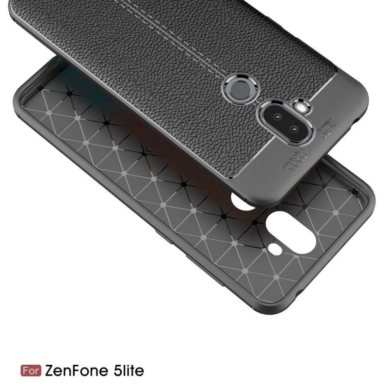 Coque Asus Zenfone 5 Lite Effet Cuir Litchi Double Line