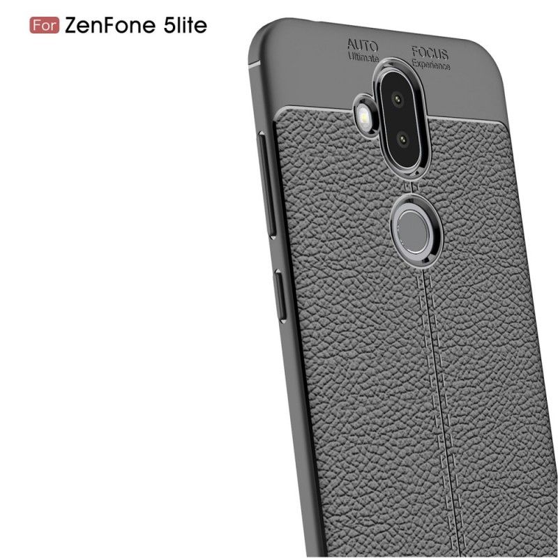 Coque Asus Zenfone 5 Lite Effet Cuir Litchi Double Line