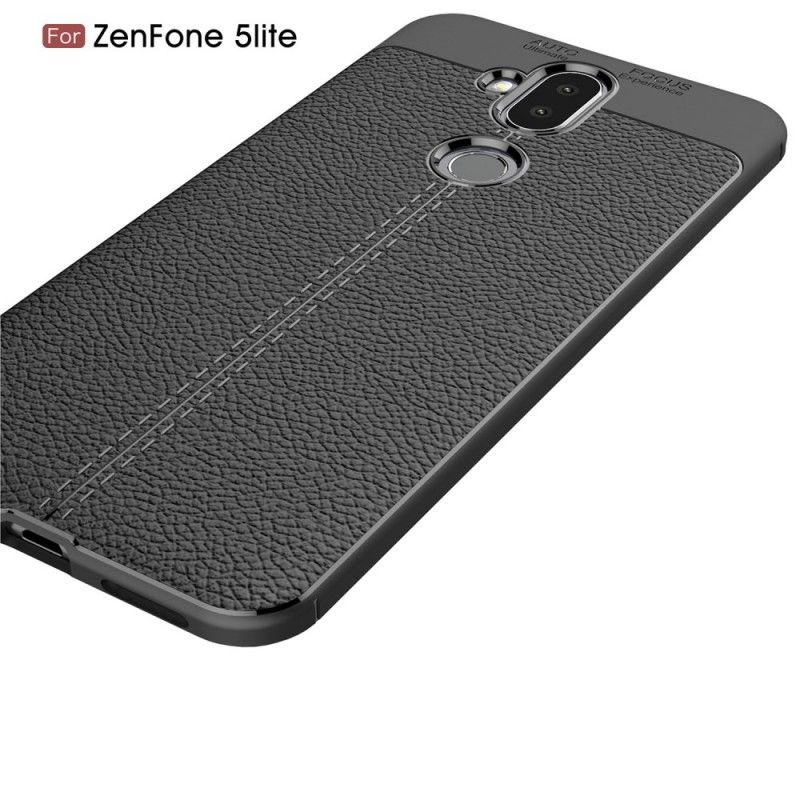 Coque Asus Zenfone 5 Lite Effet Cuir Litchi Double Line