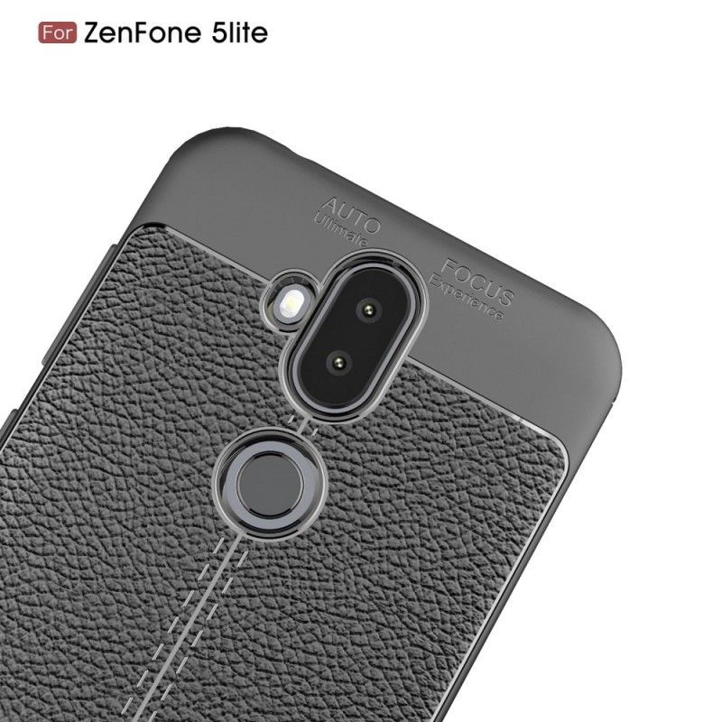 Coque Asus Zenfone 5 Lite Effet Cuir Litchi Double Line