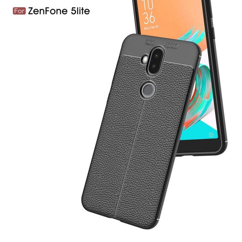 Coque Asus Zenfone 5 Lite Effet Cuir Litchi Double Line