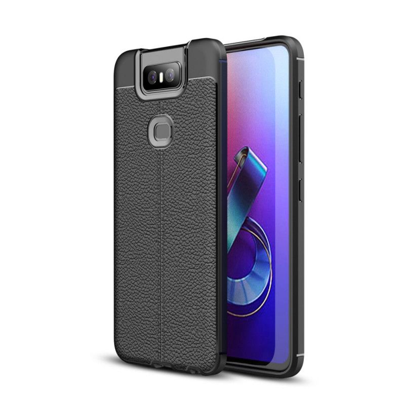 Coque Asus Zenfone 6 Effet Cuir Litchi Double Line