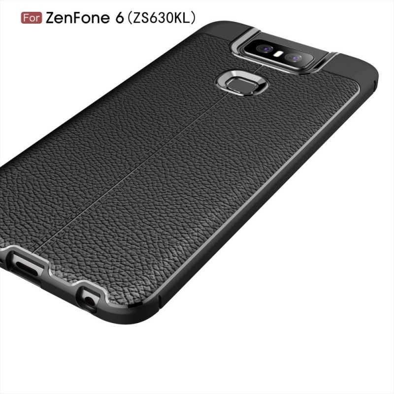 Coque Asus Zenfone 6 Effet Cuir Litchi Double Line