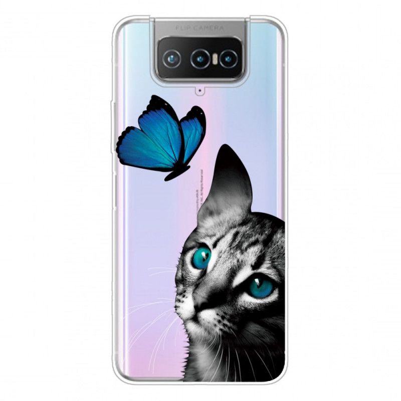 Coque Asus Zenfone 7 / 7 Pro Chat Et Papillon