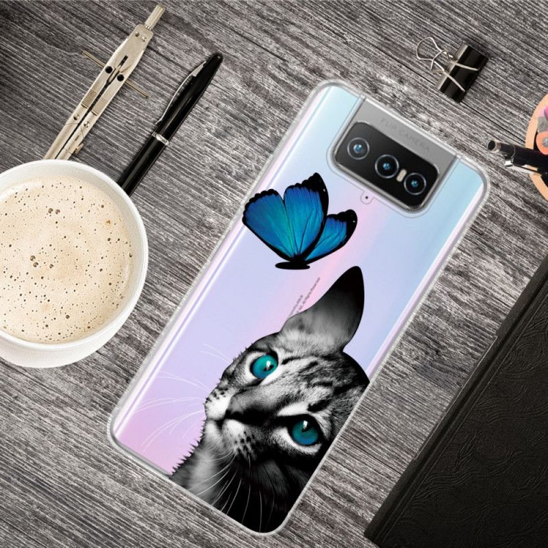 Coque Asus Zenfone 7 / 7 Pro Chat Et Papillon