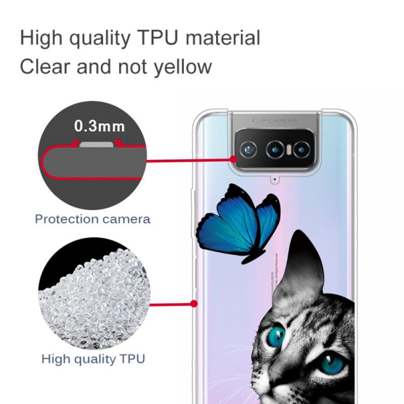 Coque Asus Zenfone 7 / 7 Pro Chat Et Papillon