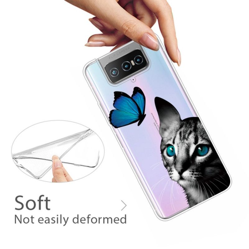 Coque Asus Zenfone 7 / 7 Pro Chat Et Papillon