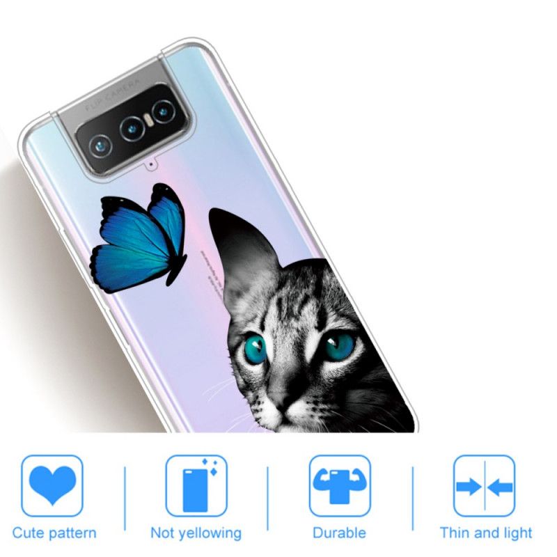 Coque Asus Zenfone 7 / 7 Pro Chat Et Papillon