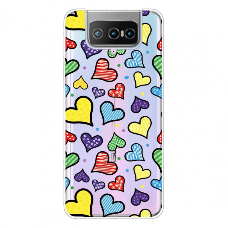 Coque Asus Zenfone 7 / 7 Pro Coeurs Multicolores