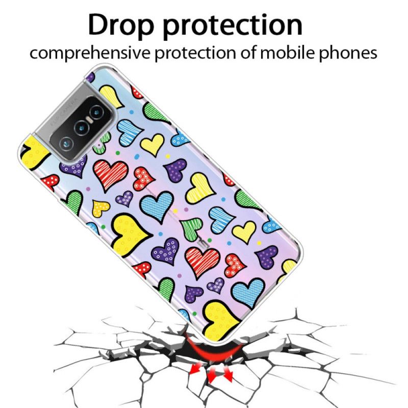 Coque Asus Zenfone 7 / 7 Pro Coeurs Multicolores