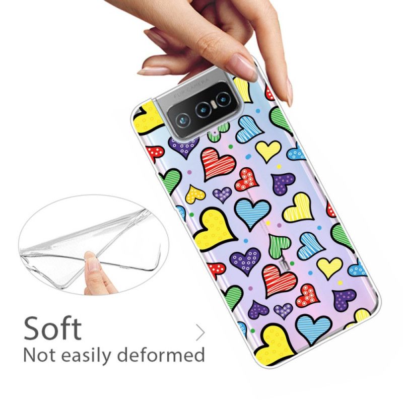 Coque Asus Zenfone 7 / 7 Pro Coeurs Multicolores