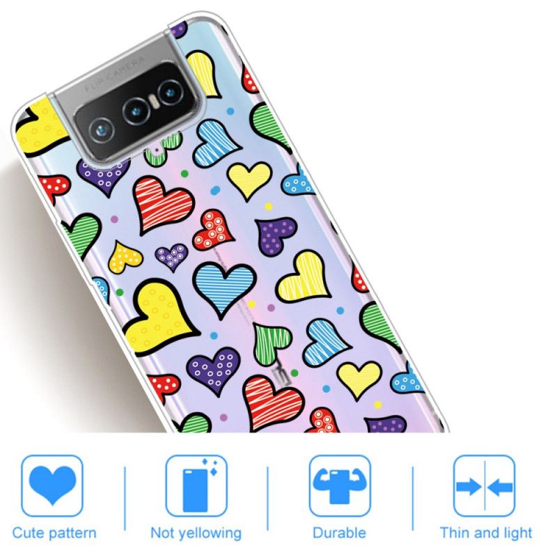 Coque Asus Zenfone 7 / 7 Pro Coeurs Multicolores