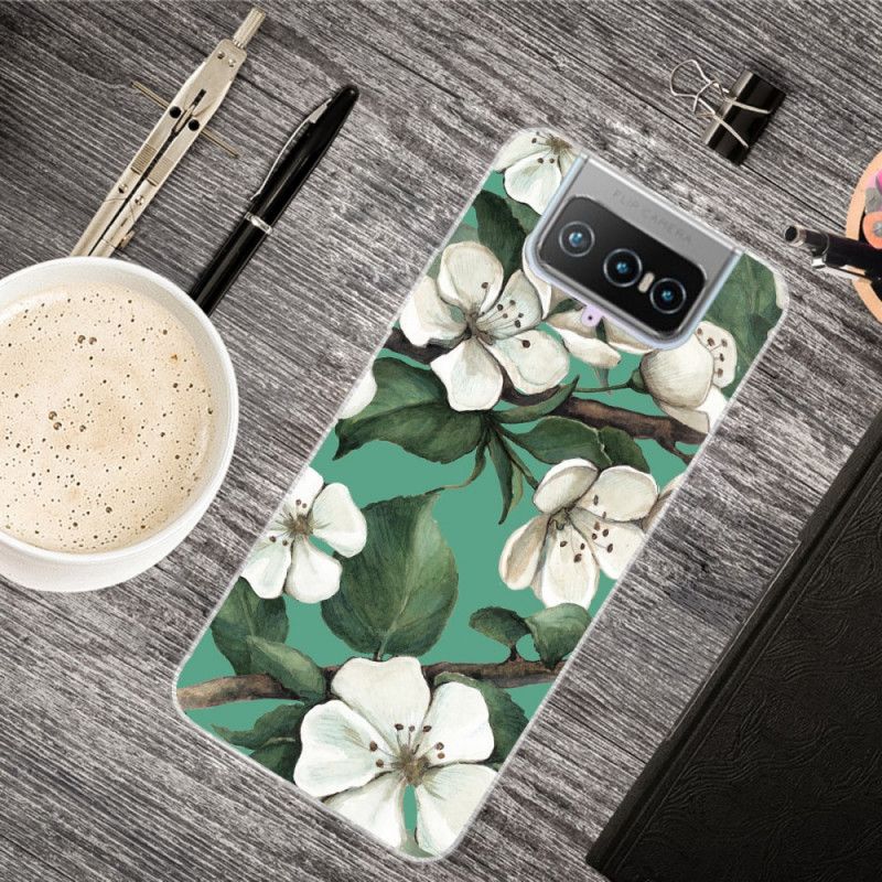 Coque Asus Zenfone 7 / 7 Pro Fleurs Blanches Peintes