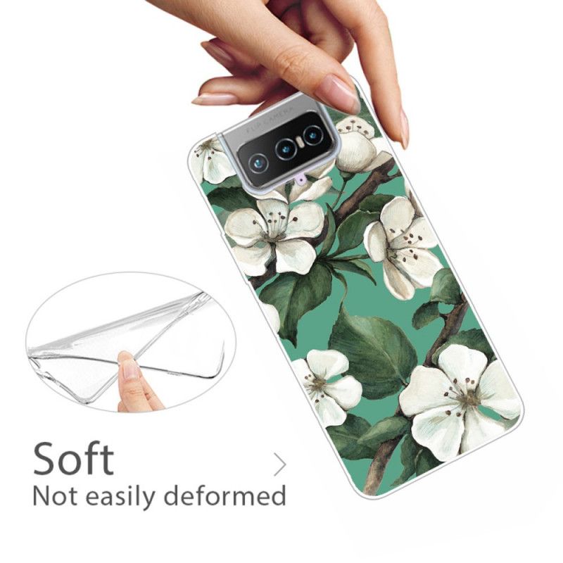 Coque Asus Zenfone 7 / 7 Pro Fleurs Blanches Peintes