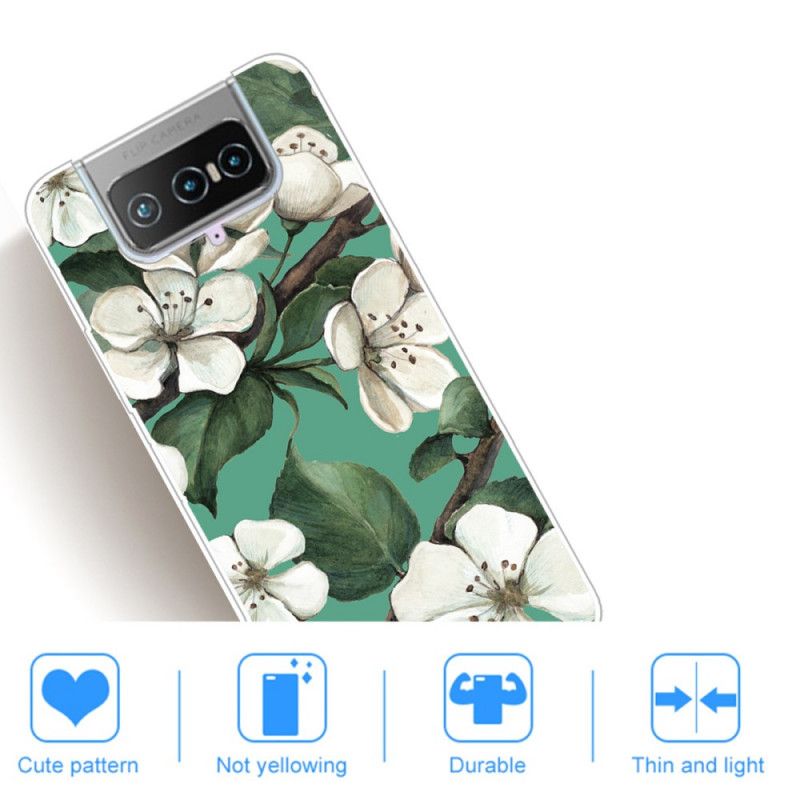 Coque Asus Zenfone 7 / 7 Pro Fleurs Blanches Peintes