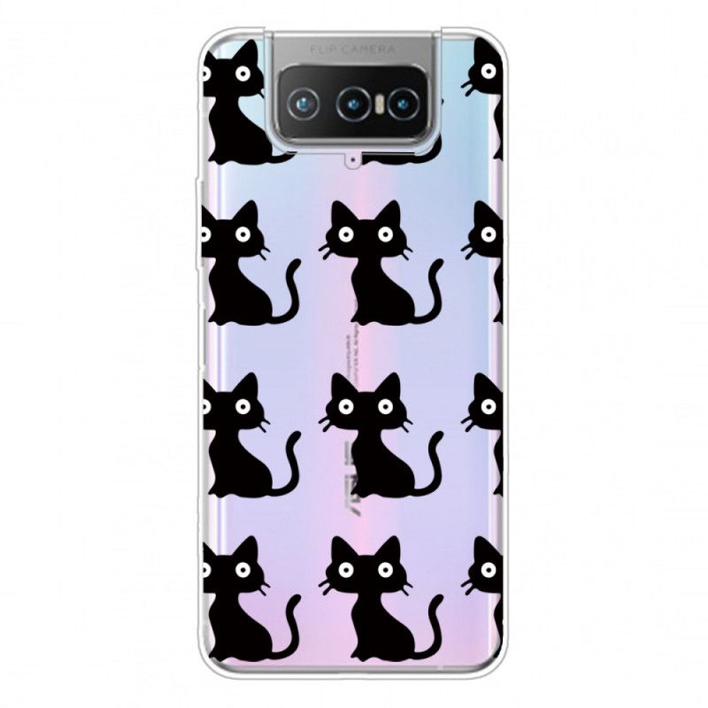 Coque Asus Zenfone 7 / 7 Pro Multiples Chats Noirs