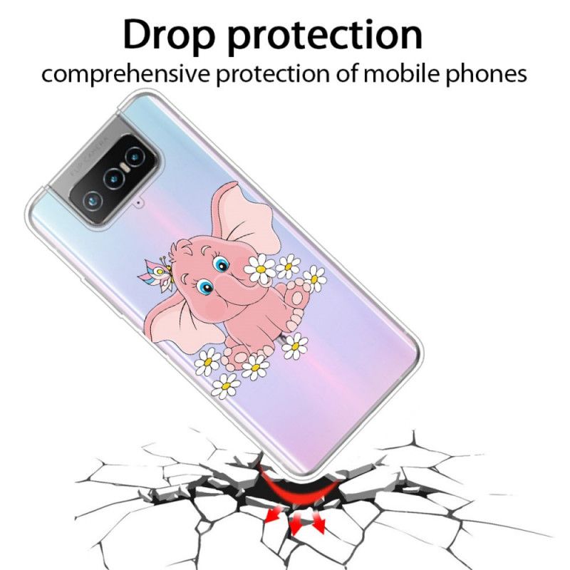 Coque Asus Zenfone 7 / 7 Pro Transparente Éléphant Rose