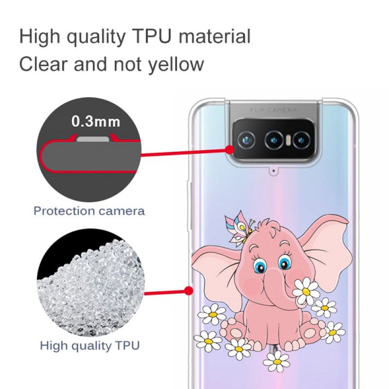 Coque Asus Zenfone 7 / 7 Pro Transparente Éléphant Rose